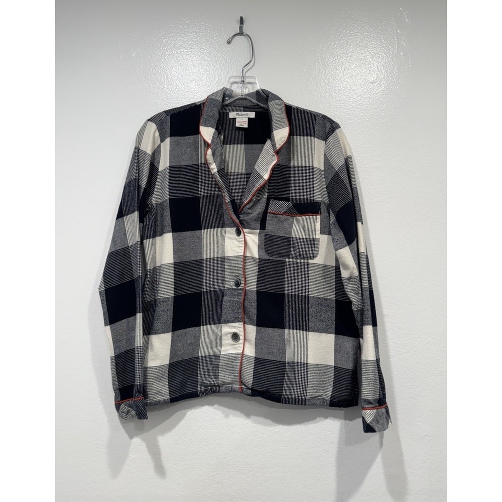 Madewell  Pajama Top Size Small Black Check Flannel Shirt Button Front Cotton